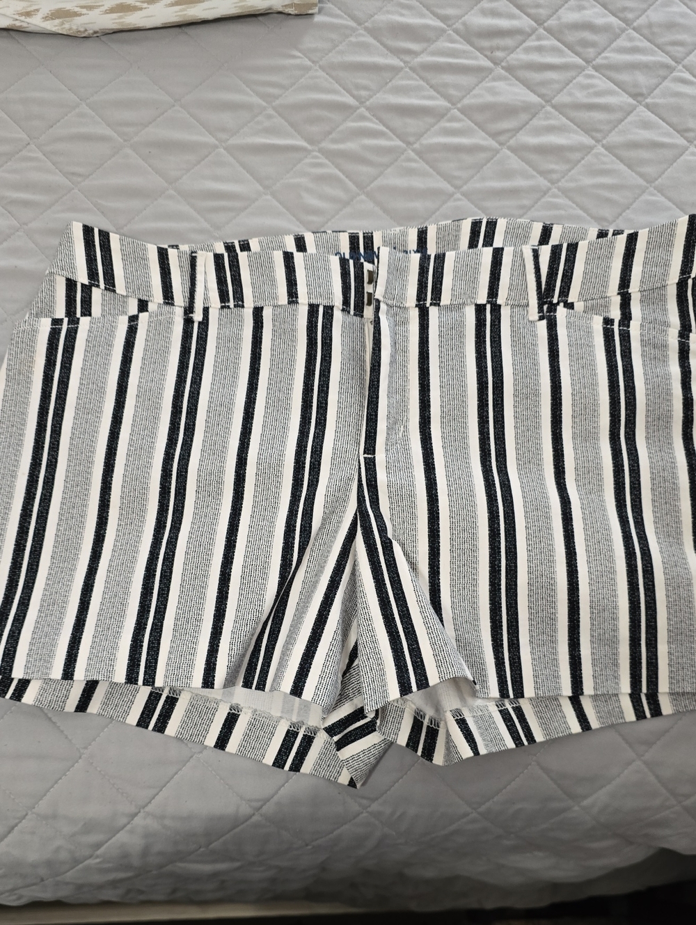 Old Navy Black and White Vertical Stripe Bermuda Shorts